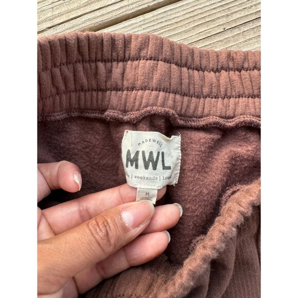 Madewell Brown Ribbed Seamed Pockets Sweatpants Lounge Pants Women's Medium - Picture 6 of 8